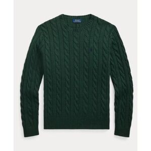 Polo Ralph Lauren Mens Cable Knit Cotton Sweater Green Purple Pony Large NWT NEW